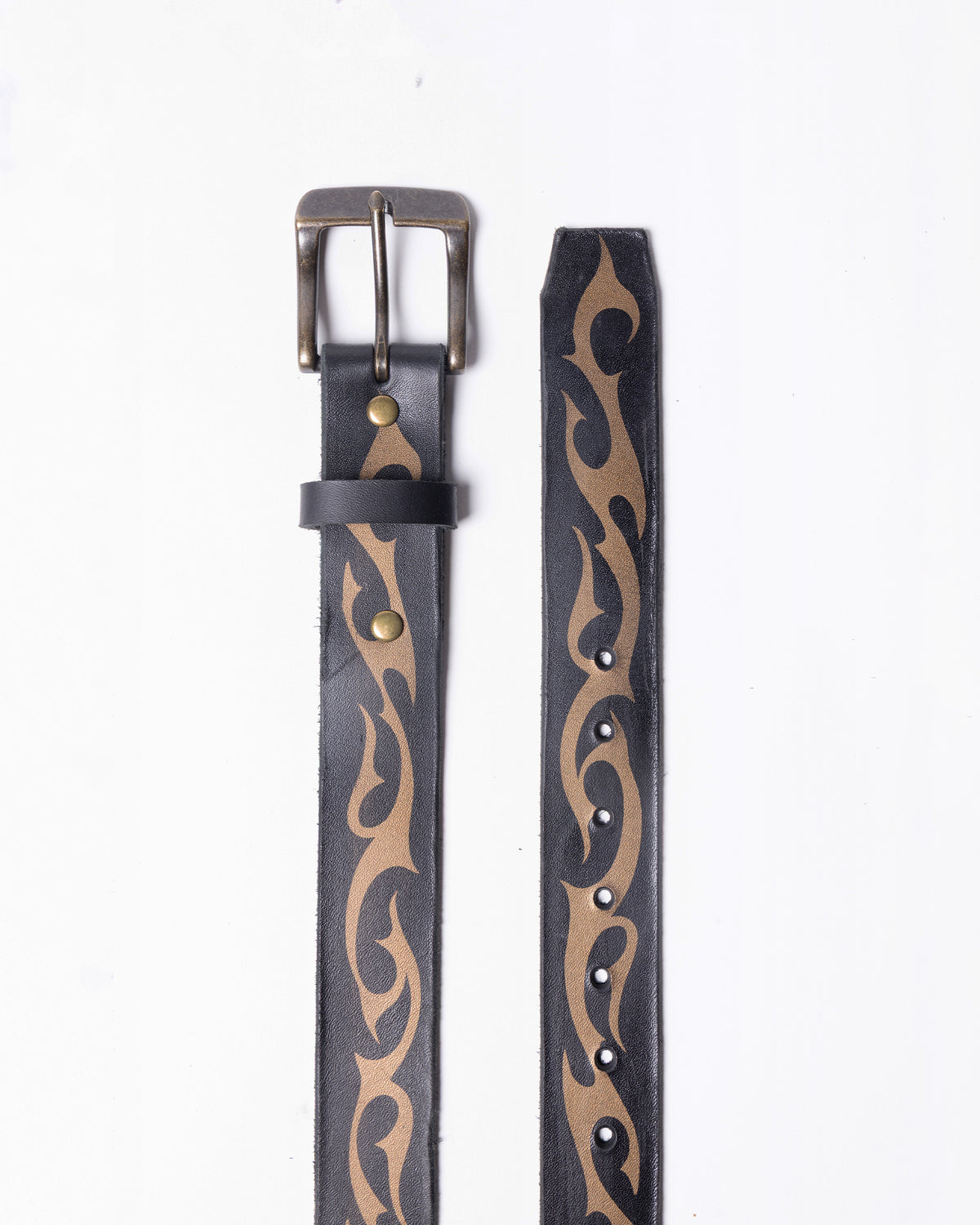 Hand-made Airbrushed Leather Belt - Bronze