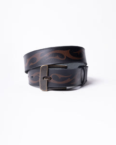 Hand-made Airbrushed Leather Belt - Brown