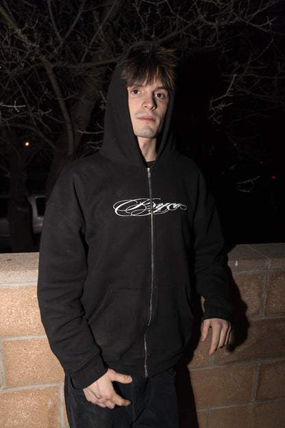 Cursive Zip-up Black