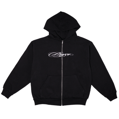 Cursive Zip-up Black