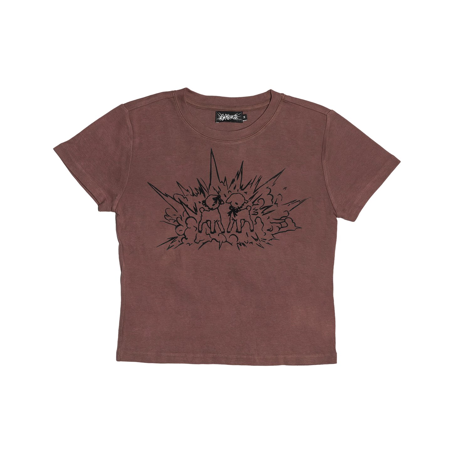 Hand-printed Baby Tee Brown