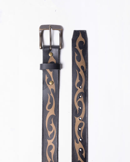 Hand-made Airbrushed Leather Belt - Bronze