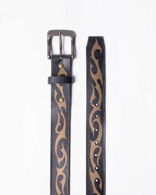 Hand-made Airbrushed Leather Belt - Bronze