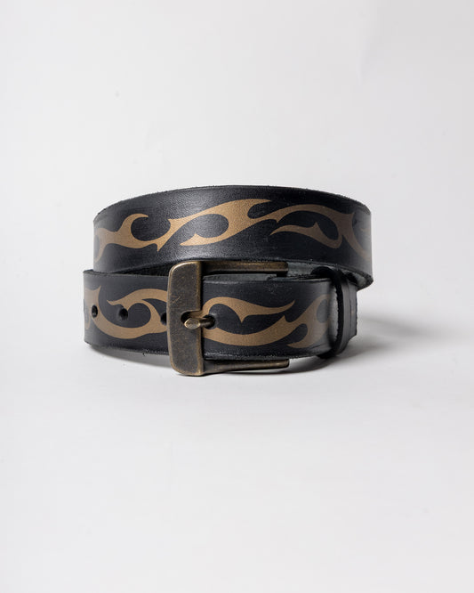 Hand-made Airbrushed Leather Belt - Bronze
