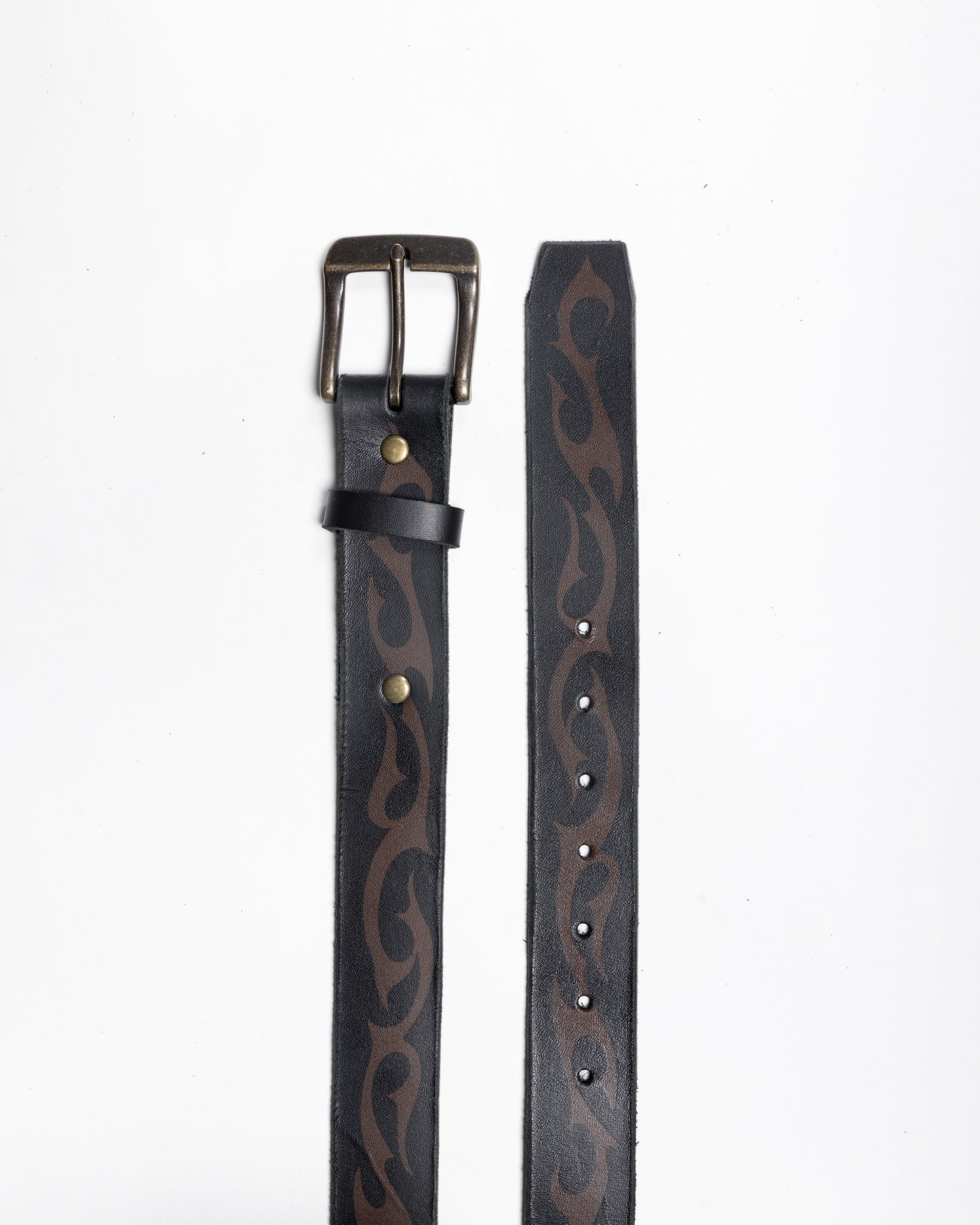 Hand-made Airbrushed Leather Belt - Brown