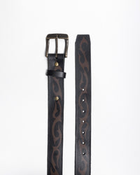 Hand-made Airbrushed Leather Belt - Brown