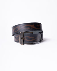 Hand-made Airbrushed Leather Belt - Brown