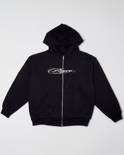 Cursive Zip-up Black