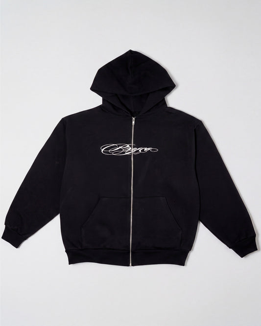 Cursive Zip-up Black