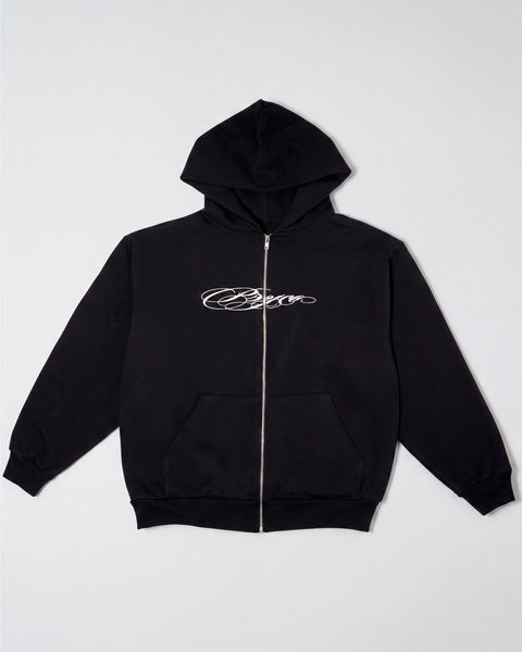 Cursive Zip-Up Hoodie – Black | Psyco Skateboards