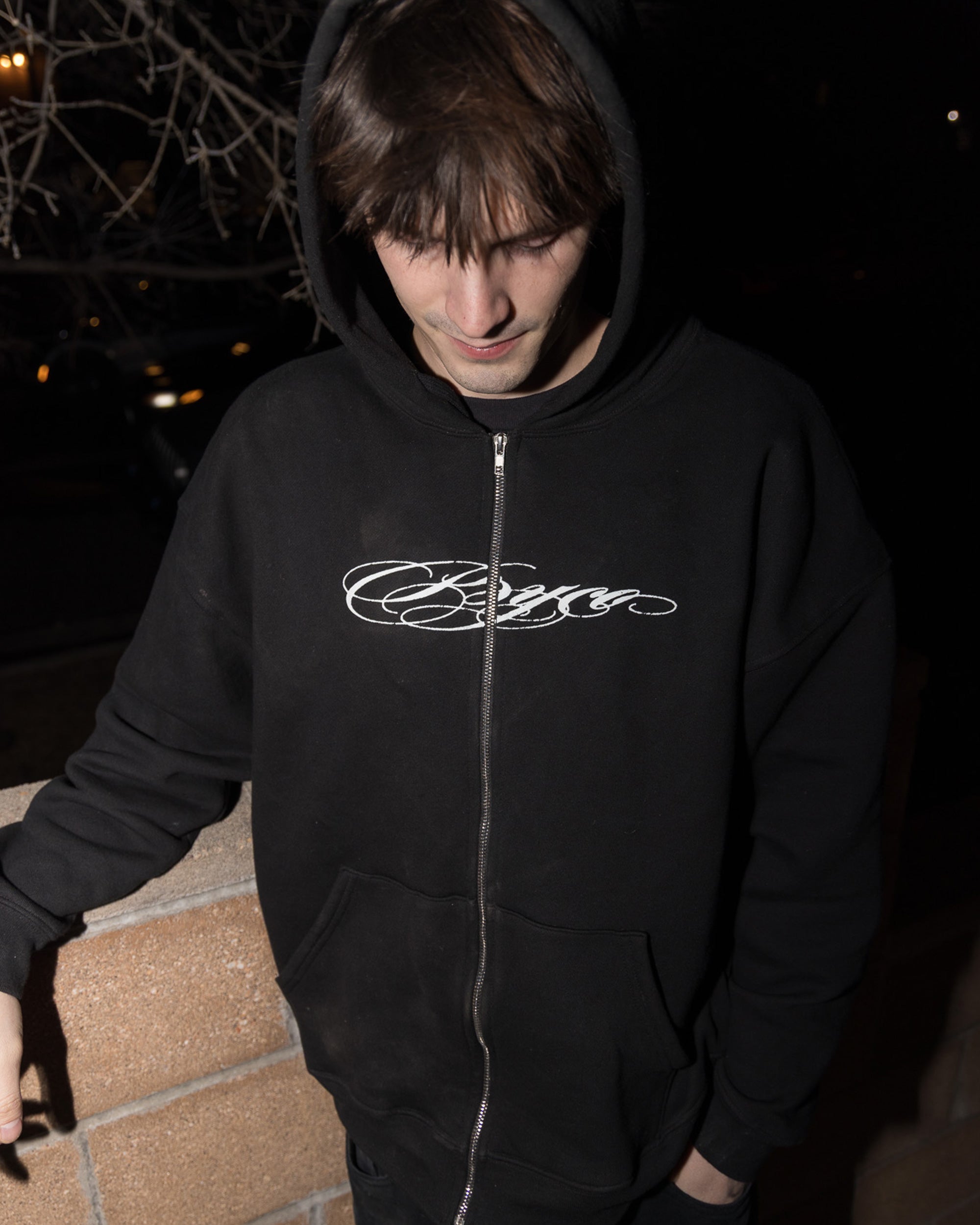 Cursive Zip-up Black – Psyco Skateboards