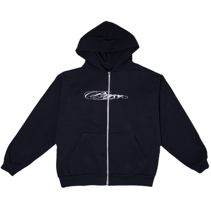 Cursive Zip-up Navy