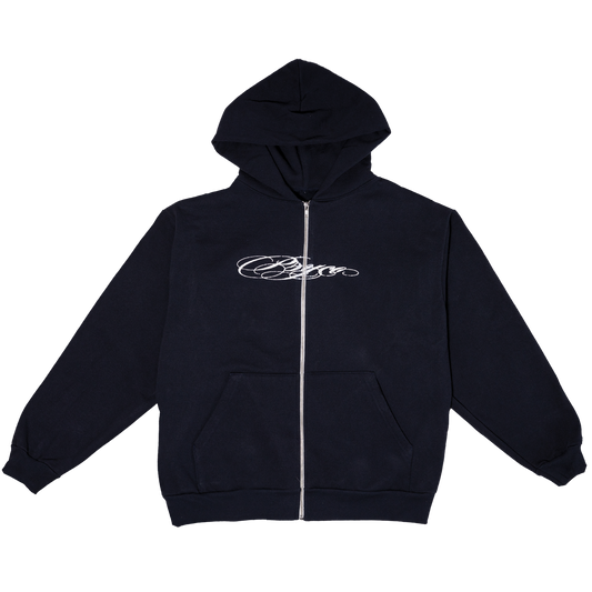 Cursive Zip-up Navy