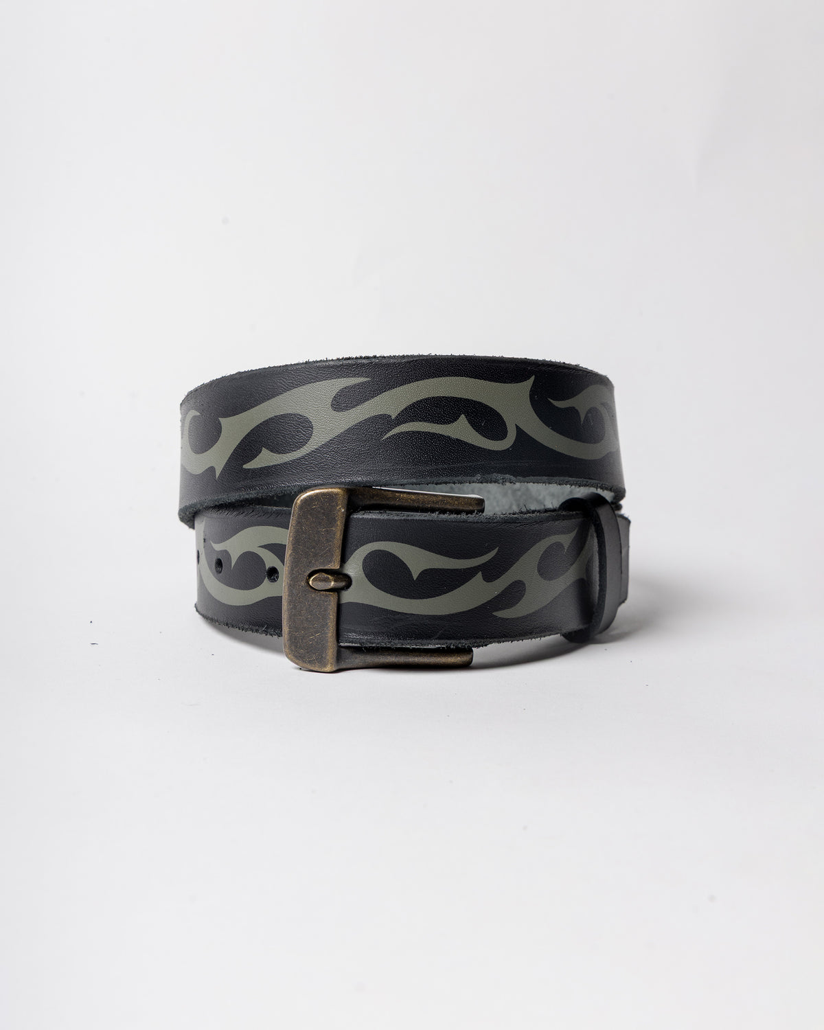 Hand-made Airbrushed Leather Belt - Olive