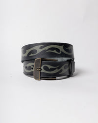 Hand-made Airbrushed Leather Belt - Olive