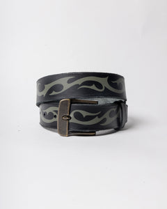 Hand-made Airbrushed Leather Belt - Olive
