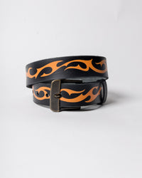 Hand-made Airbrushed Leather Belt - Orange