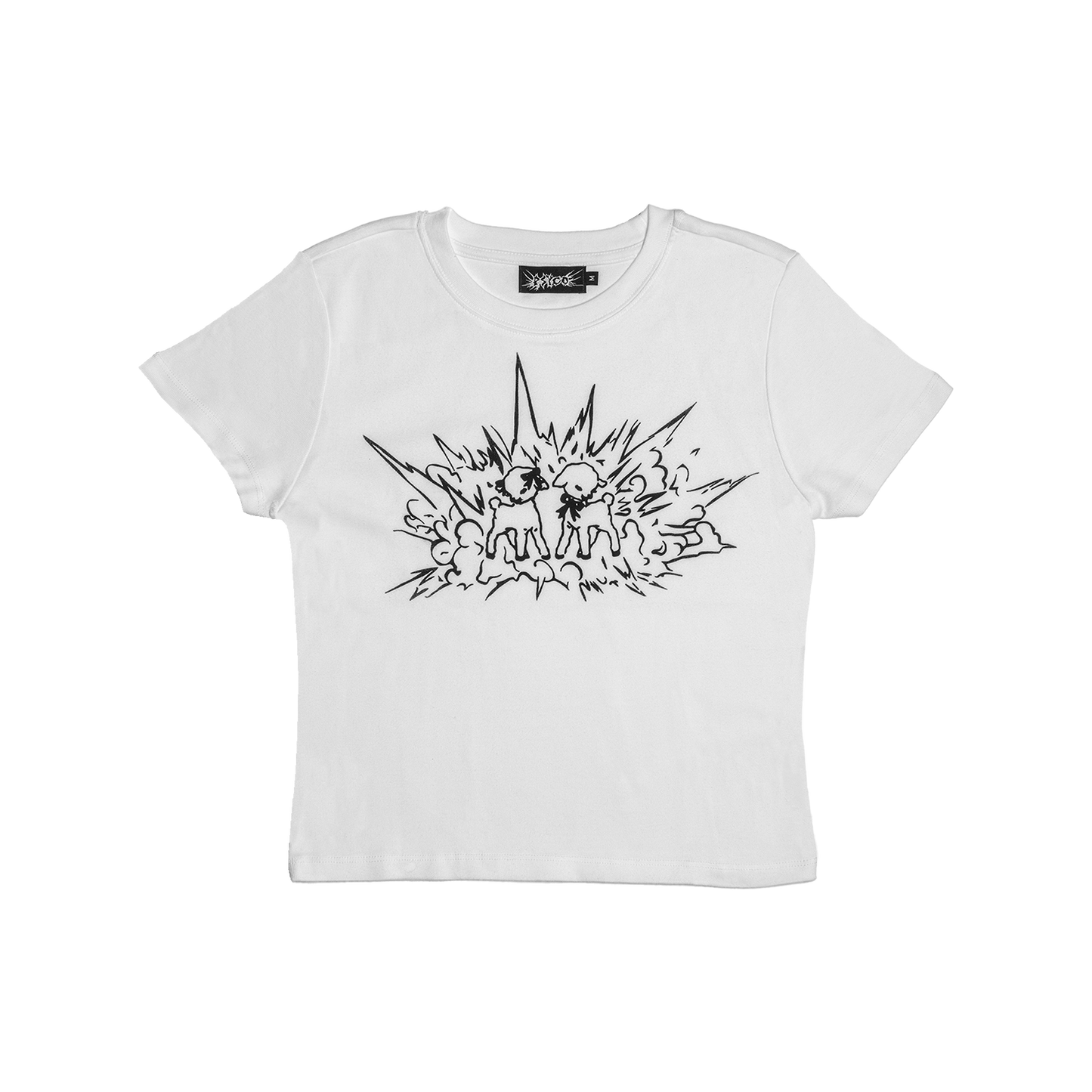 Hand-printed Baby Tee White