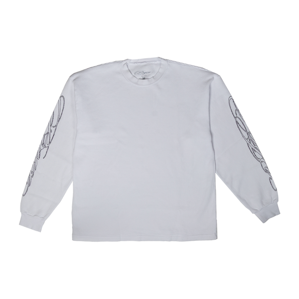 Cursive Thermal Shirt White